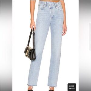 AGOLDE Criss Cross Upsized Jeans Suburbia Light Wash Straight Leg Aritzia NWT 25